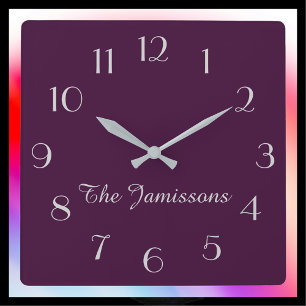 Horloge Carrée CHOOSE YOUR COLOR, minimaliste Purple Default