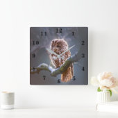 Horloge Carrée Chouette (Maison)