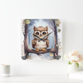 Horloge Carrée Chouette adorable pour bébés (Maison)