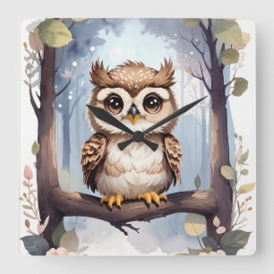 Horloge Carrée Chouette adorable pour bébés