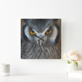 Horloge Carrée Chouette d'étendues noir et blanc (Maison)