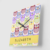 Horloge Carrée Chouettes mignonnes, Chouette Motif, Chouettes col (Angle)