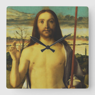 Horloge Carrée Christ en bénédiction par Giovanni Bellini  