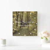 Horloge Carrée Christian Quote Where He Leads Me (Maison)