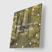 Horloge Carrée Christian Quote Where He Leads Me (Angle)