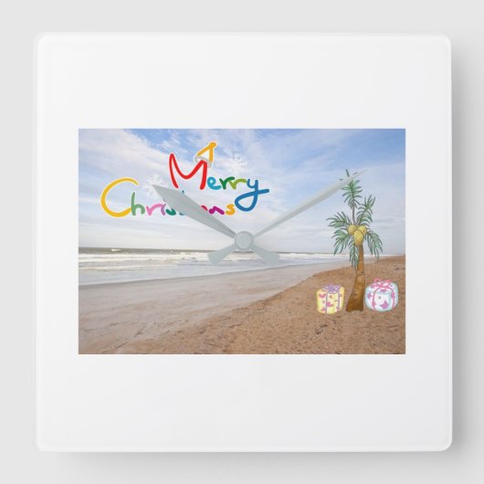 HORLOGE CARRÉE **CHRISTMAS AT THE BEACH** CLOCK (Recto)