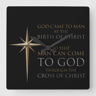 Horloge Carrée Christmas Christian Faith Star : Birth & Cross