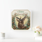 HORLOGE CARRÉE CHRISTMAS DEER PINE CONE CROWN NATURE LOVER (Maison)