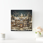 Horloge Carrée Christmas Snowy Manor Storybook Wonderland (Maison)
