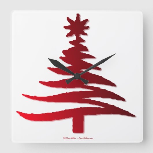 Horloge Carrée Christmas Tree Stencil Red (Recto)