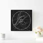 Horloge Carrée Chrome comme Cancer Zodiac Constellation Hevelius (Maison)