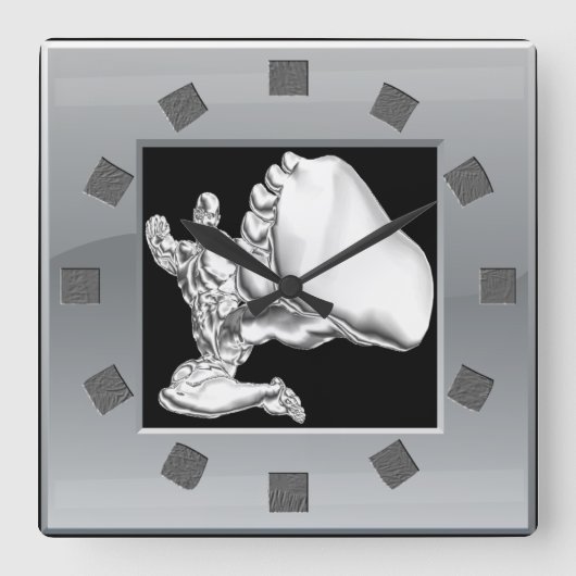 Horloge Carrée Chrome Fighter Wall Clock (Recto)