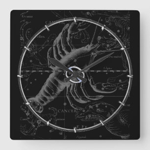 Horloge Carrée Chrome like Cancer Zodiac Constellation Hevelius