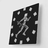 Horloge Carrée Chrome Wall Clock (Angle)