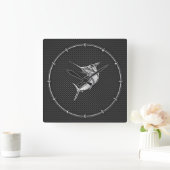 Horloge Carrée Chromes Style Marlin on Carbon (Maison)