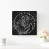 Horloge Carrée Chromique Taurus Zodiac on Hevelius Black (Maison)