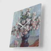 Horloge Carrée Chrysanthèmes (Angle)