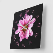 Horloge Carrée Chrysanthemum Flower (Angle)