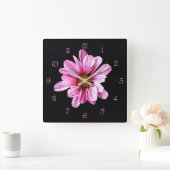 Horloge Carrée Chrysanthemum Flower rose Nombre de scripts wccnm (Maison)