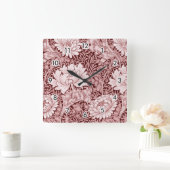 Horloge Carrée Chrysanthemum Maroon, William Morris (Maison)