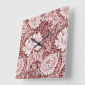Horloge Carrée Chrysanthemum Maroon, William Morris (Angle)