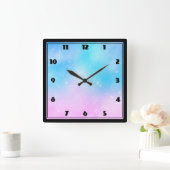 Horloge Carrée Ciel dégradé rose et bleu pastel (Maison)