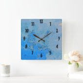 Horloge Carrée Ciel pastel bleu profond (Maison)
