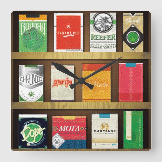 Horloge Carrée Cigaweed (Recto)