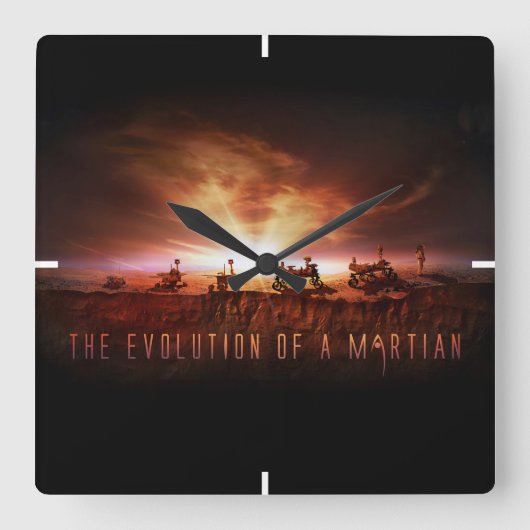 Horloge Carrée Cinq rovers Mars réussis (Recto)