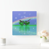 Horloge Carrée cinquante-cinquième Coeurs d'émeraude (Maison)