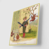 Horloge Carrée circa 1900 Feeding the Chickens (Angle)