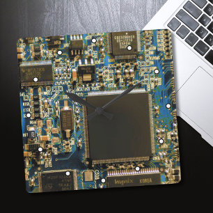 Horloge Carrée Circuit imprimé bleu macro   Photo de PCB