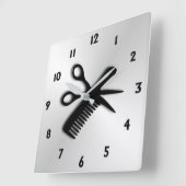 Horloge Carrée Ciseau et peigne (Angle)