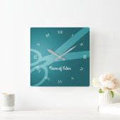 Horloge Carrée Ciseaux | Cyan | Salon des cheveux (Maison)