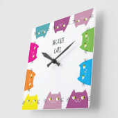 Horloge Carrée Citation amusante de chats mignons (Angle)