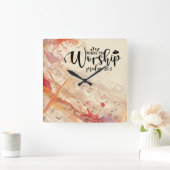 Horloge Carrée Citation chrétienne inspirée faite pour le culte (Maison)