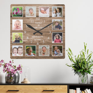 Horloge Carrée Citation de famille de collection de photos person