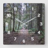 Horloge Carrée Citation de John Muir sur le sentier forestier (Recto)