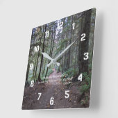Horloge Carrée Citation de John Muir sur le sentier forestier (Angle)