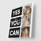 Horloge Carrée Citation de la famille de collage moderne (Angle)