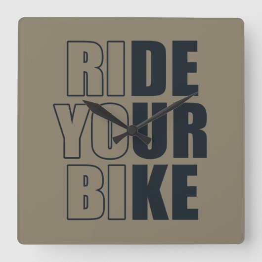 Horloge Carrée Citation de VTT motivationnelle - Cyclisme drôle (Recto)