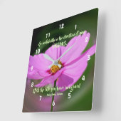 Horloge Carrée Citation Dreams Cosmos Flower Inspirational (Angle)