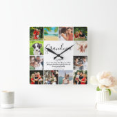 Horloge Carrée Citation Gandma Script moderne 12 Photo Collage (Maison)