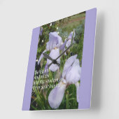 Horloge Carrée Citation inspirante immobile et silencieuse Iris v (Angle)