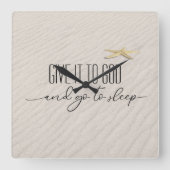 Horloge Carrée Citation Inspirante Sur Le Sable De Plage (Recto)