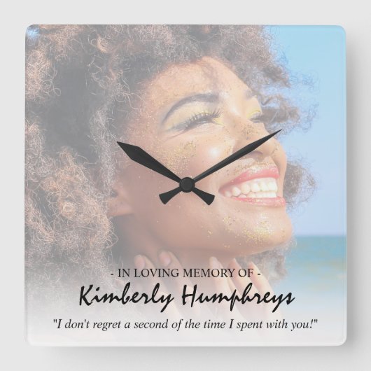 Horloge Carrée Citation Memorial moderne (Recto)