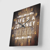 Horloge Carrée Citation Voyage Camper RV Bois rustique (Angle)