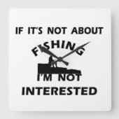 Horloge Carrée citations amusantes sur la pêche (Recto)