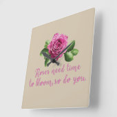 Horloge Carrée Citations drôles sur les roses et l'amour (Angle)