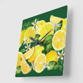 Horloge Carrée Citrons acides de Calabre (Angle)